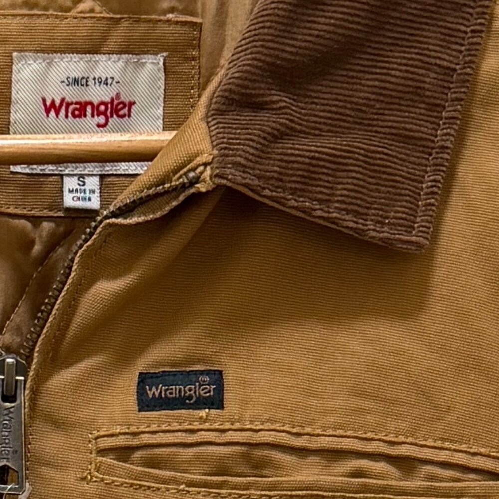 Wrangler Men's Canvas Workwear Jacket Size S Brown Quilted Lining For Warmth - Picture 7 of 15